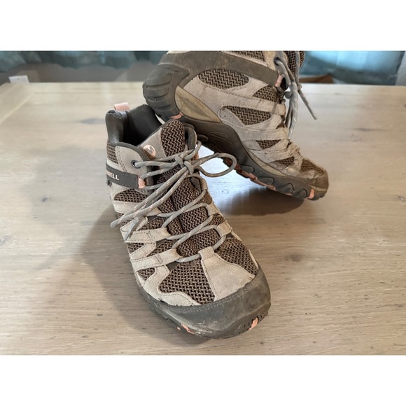 Merrell Shoes - Merrell M-Select DRY Waterproof Hiking Boots Taupe Grey Pink J033026 Womens 8
